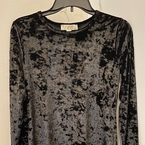 Michael Kors Women's Velvet Long Sleeve Crew Neck Top Black Size SMALL